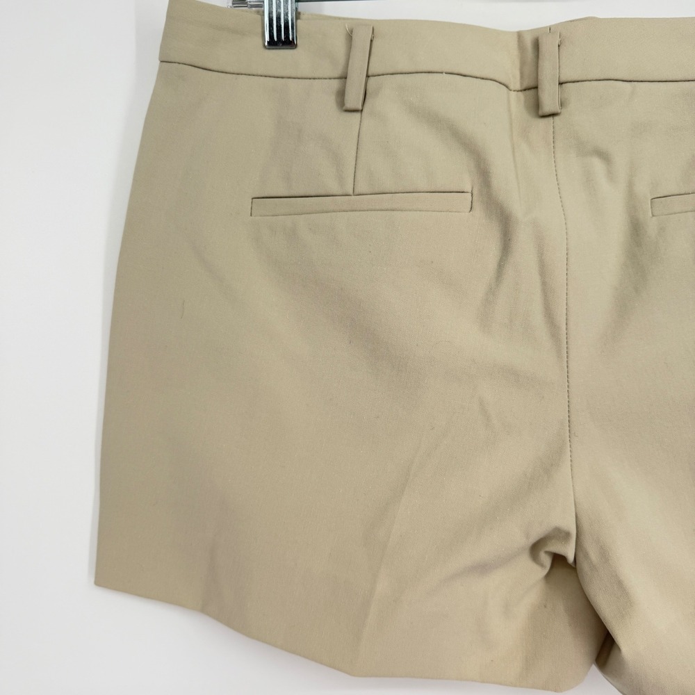 NWT Theory Kasim Shorts Oat Khaki Checklist Light Stretch Cotton Mid Rise 8 - Picture 8 of 13